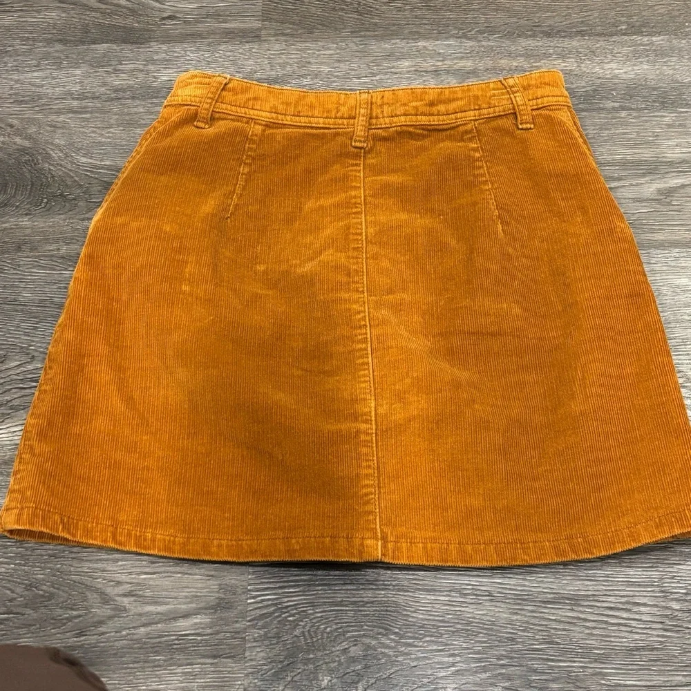 Topshop Burnt Orange Corduroy Button Front Skirt - Picture 2 of 3